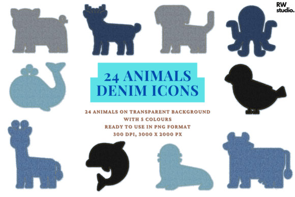 24 Animals Denim Graphic Animal Art: A Versatile Asset for Creative Projects