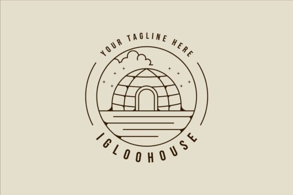 Igloo House Logo Line Art Vector Vintage