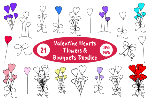 Valentine Hearts Flowers Doodles Clipart: A Creative Resource for Designers and Creators